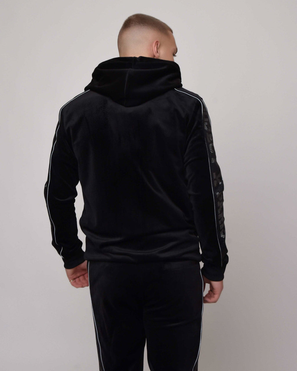 Veste à capuche bande logo strass