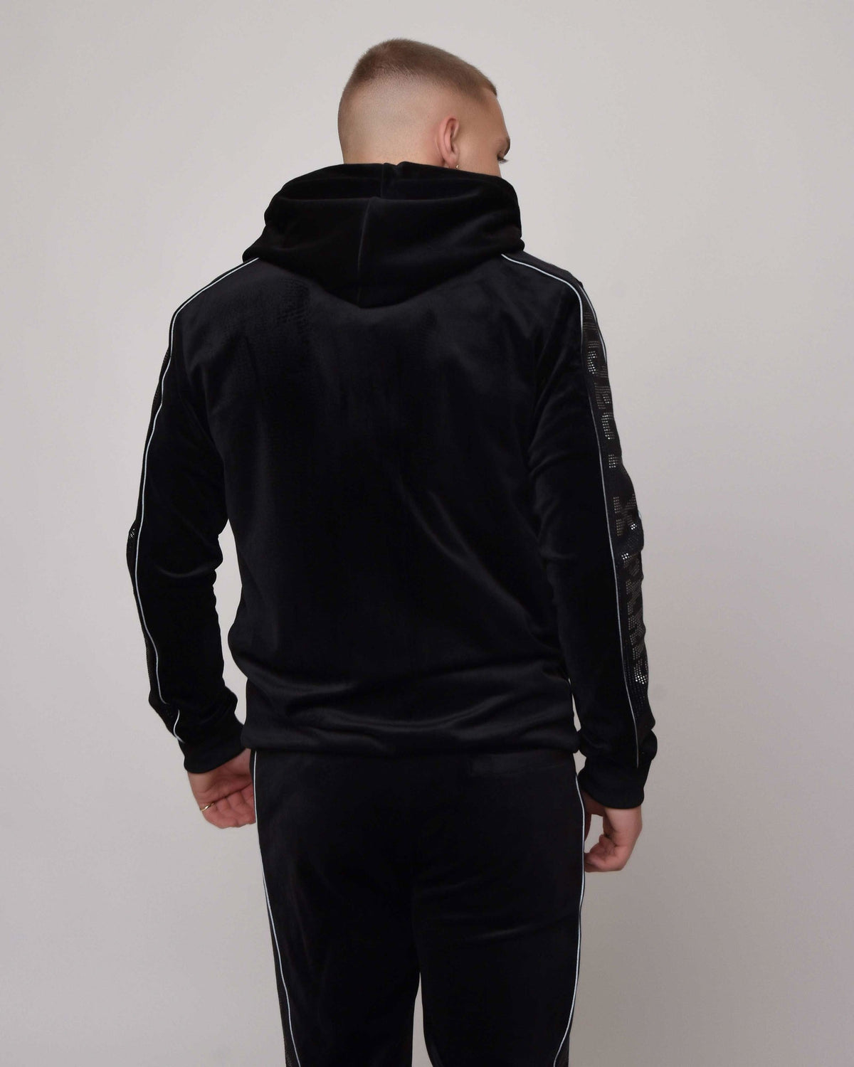 Veste à capuche bande logo strass