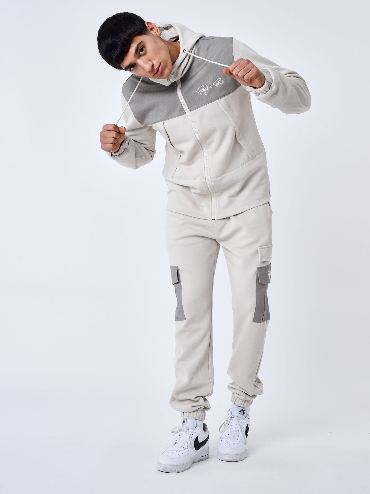 Pantalon de jogging bi-matière a poches