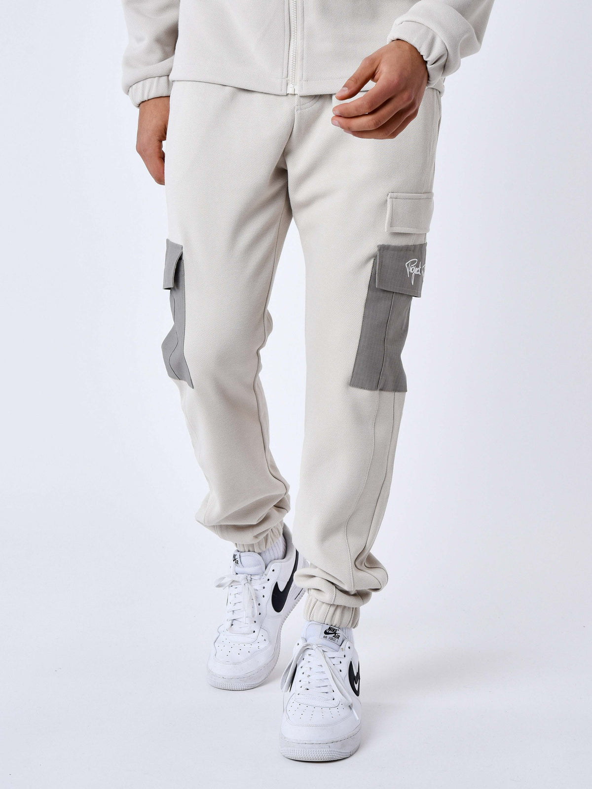 Pantalon de jogging bi-matière a poches