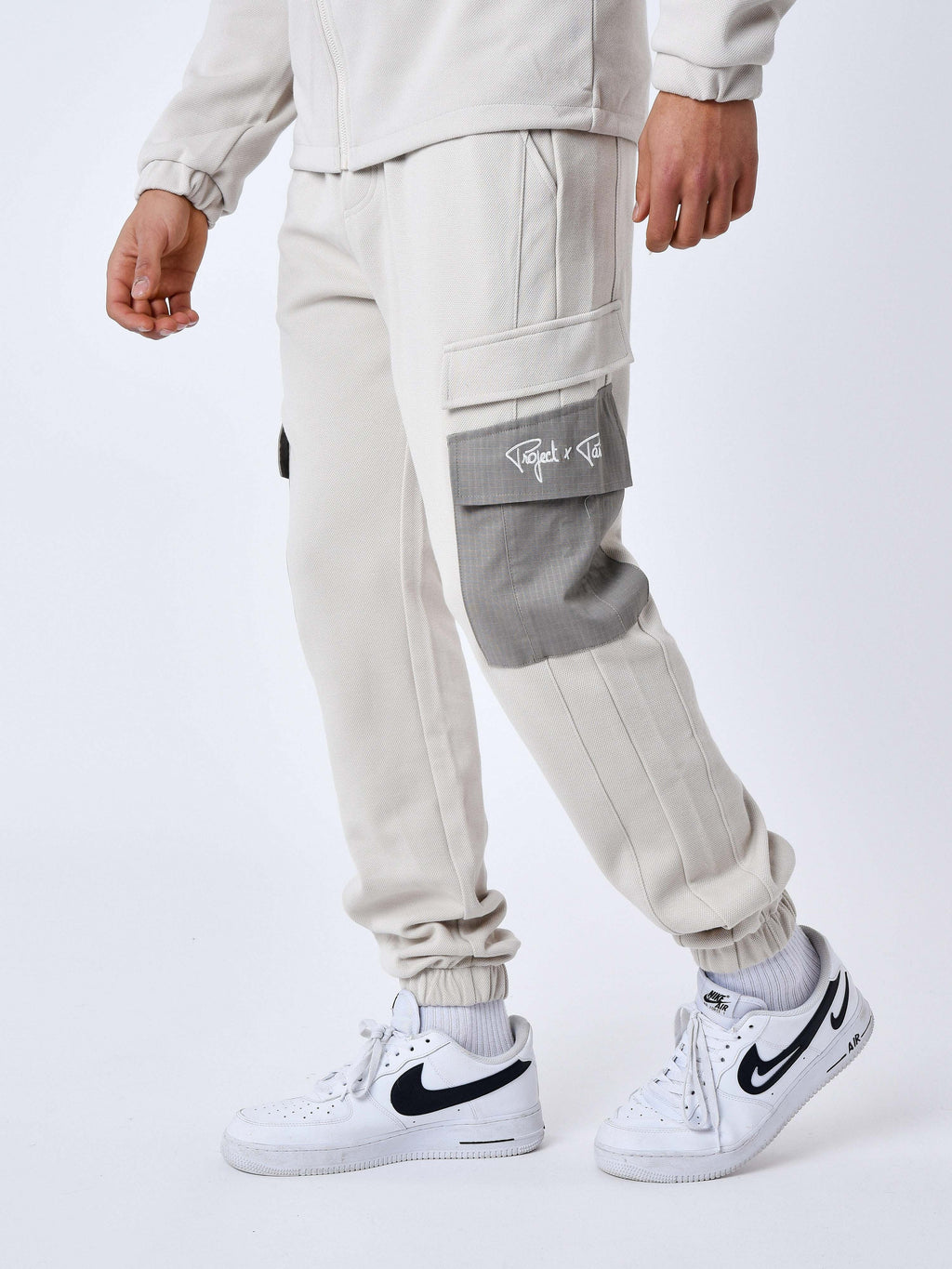 Pantalon de jogging bi-matière a poches