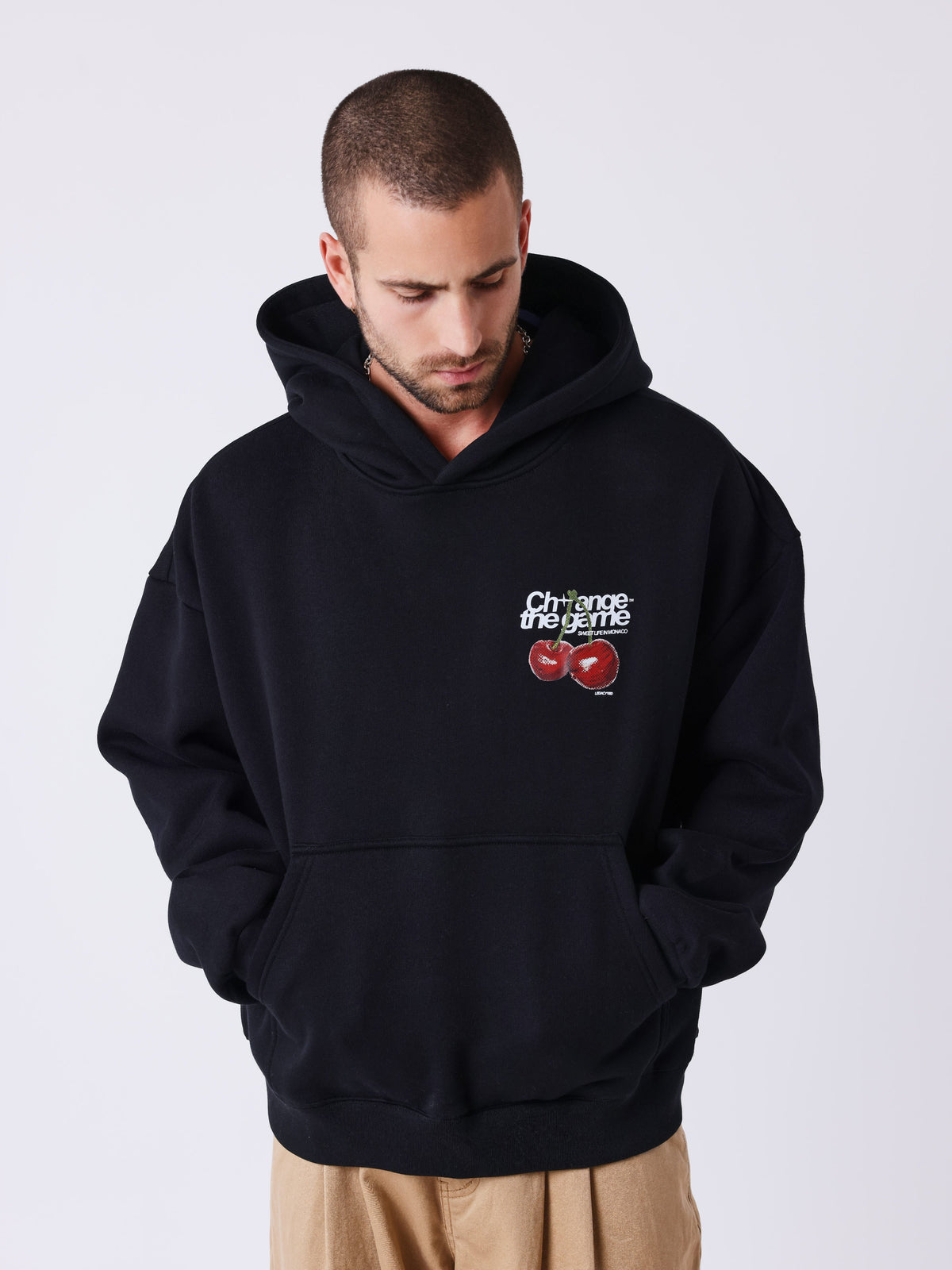 Sweat à capuche imprimé cerises
