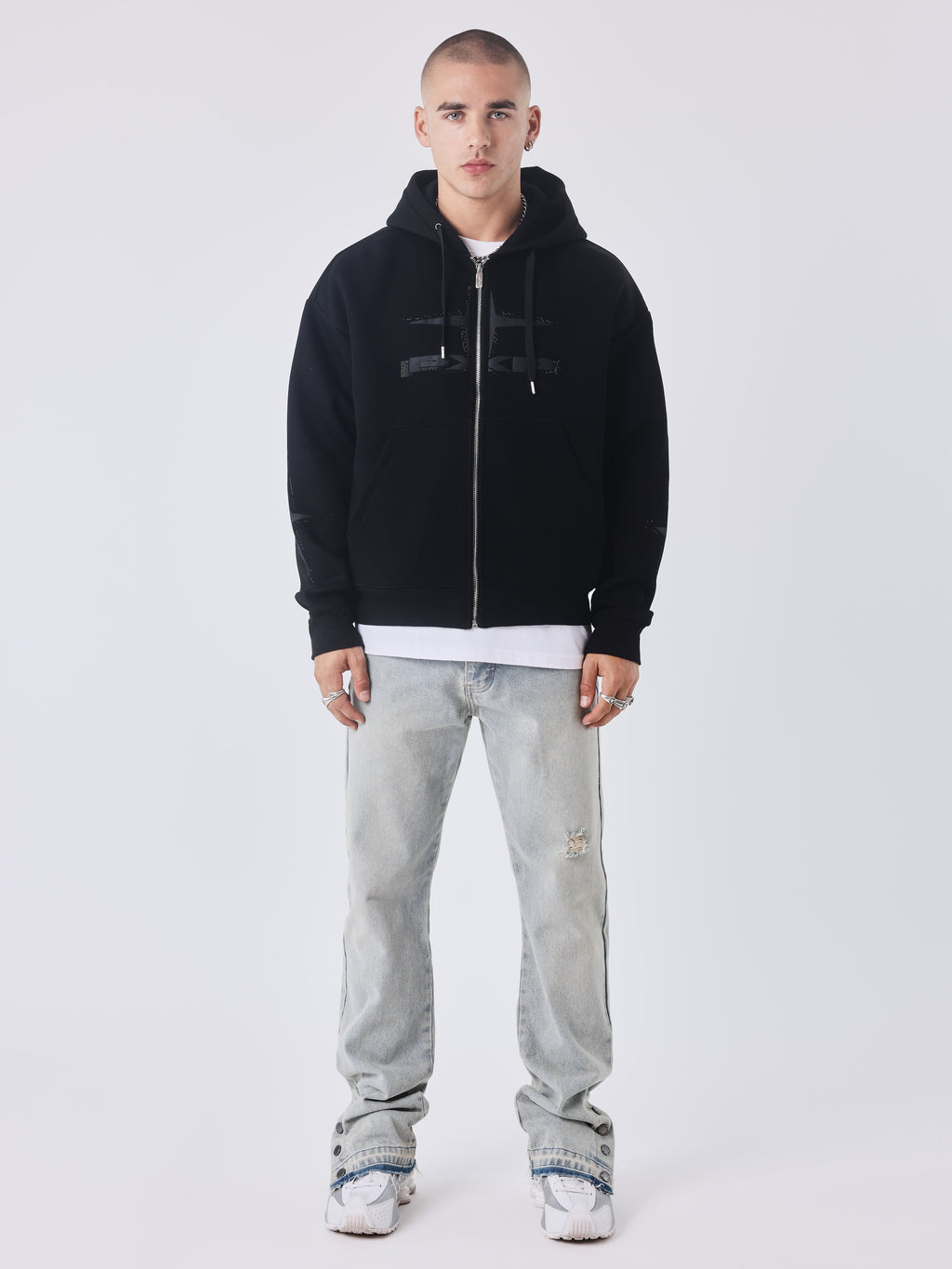 Sweat à capuche zippé Strass