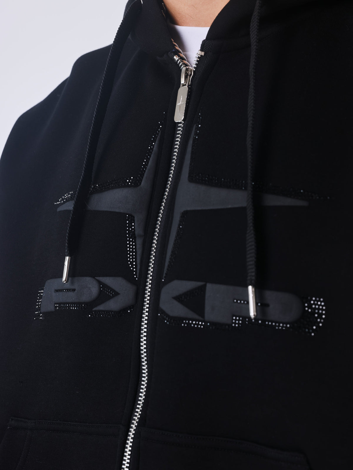 Sweat à capuche zippé Strass