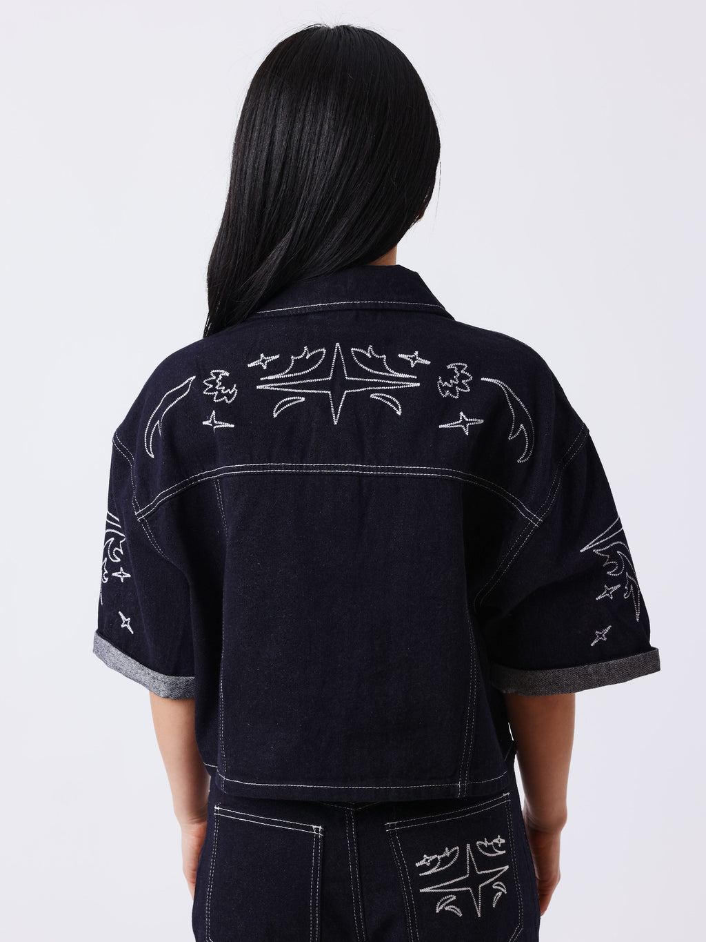 Veste courte en denim Cow