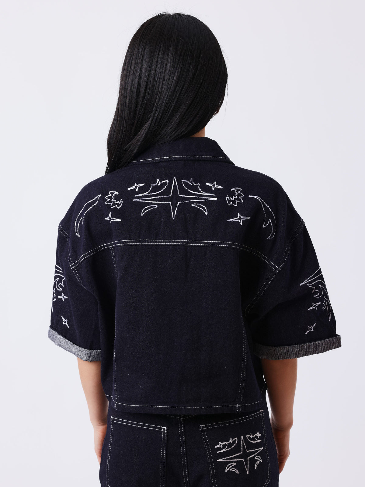 Veste courte en denim Cow
