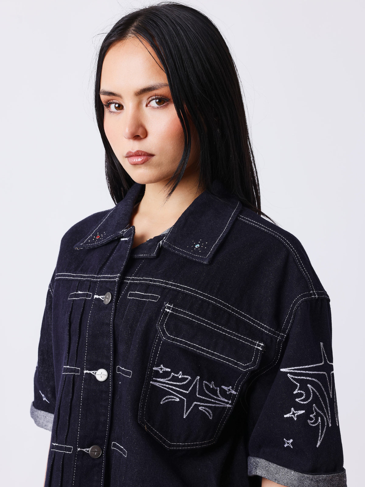 Veste courte en denim Cow