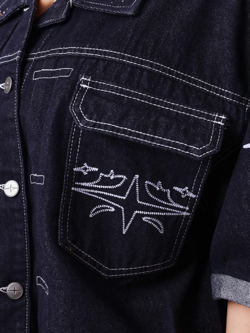 Veste courte en denim Cow