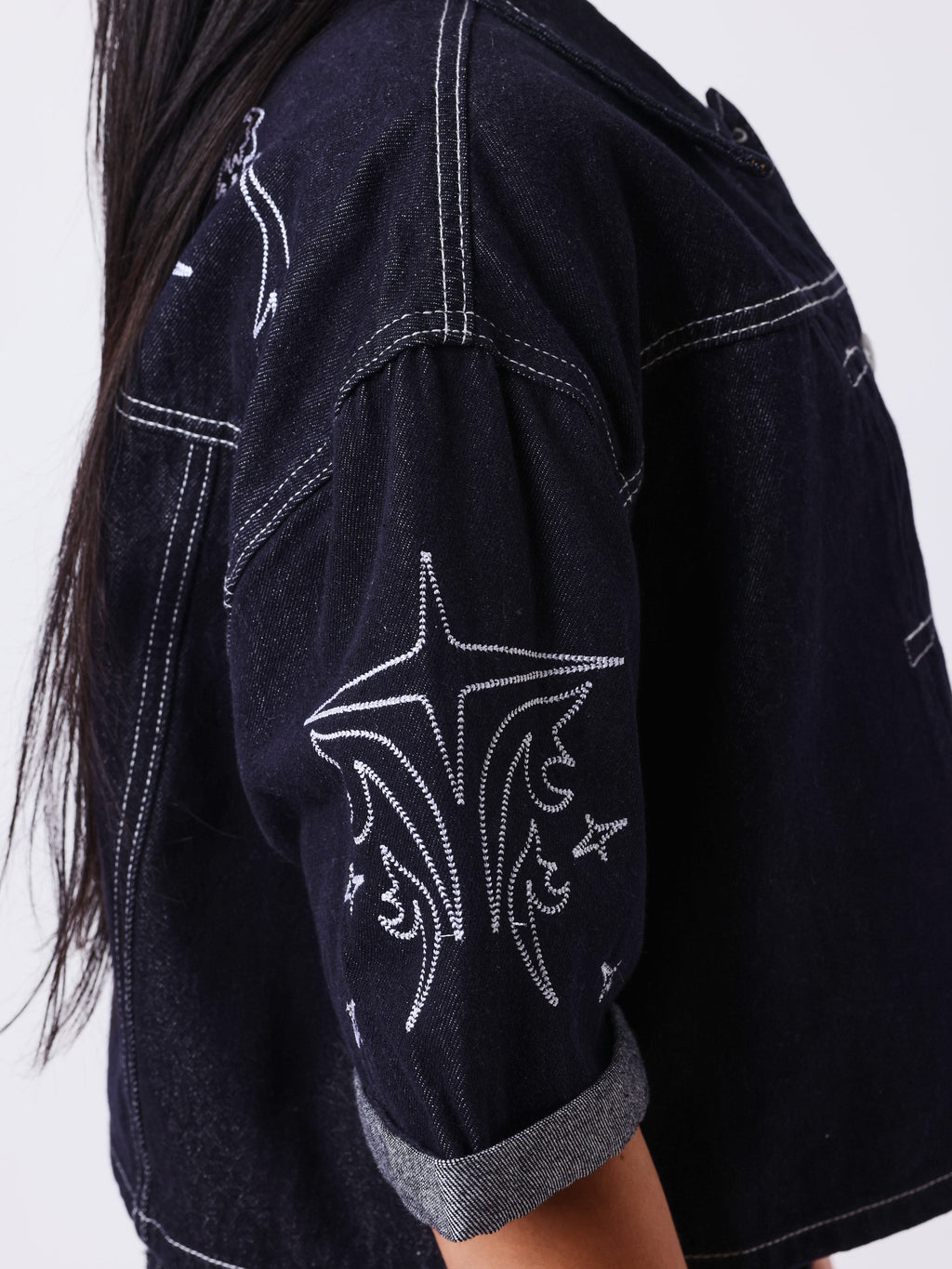 Veste courte en denim Cow