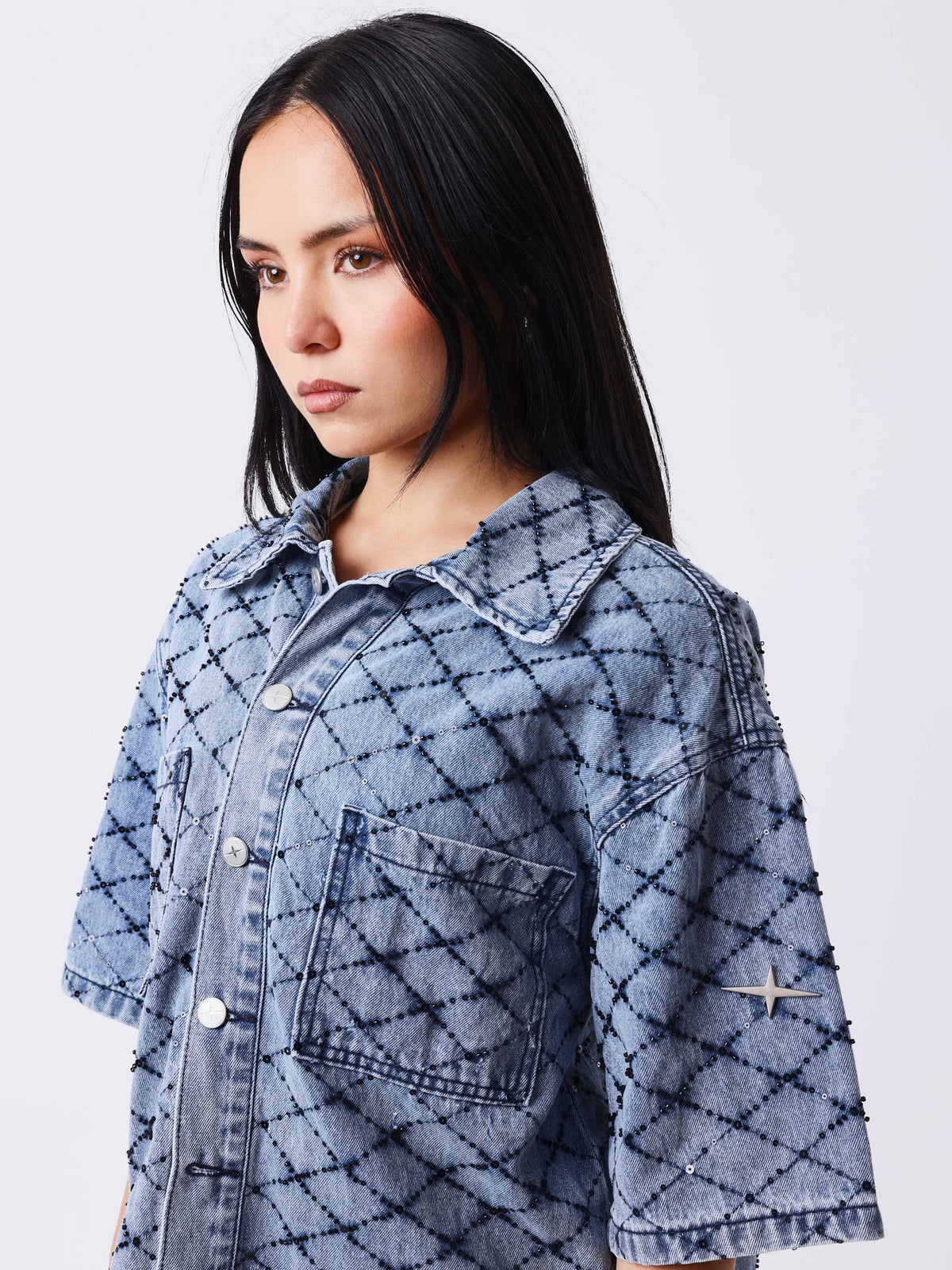 Surchemise denim manches courtes Precious
