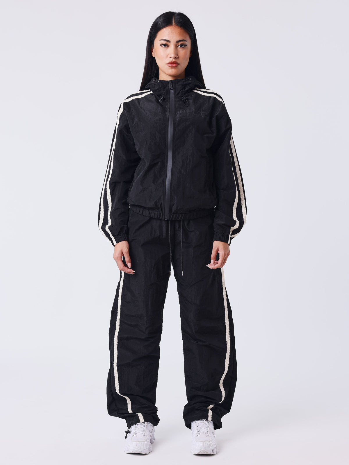 Veste zippée à bandes en crochet Sportly
