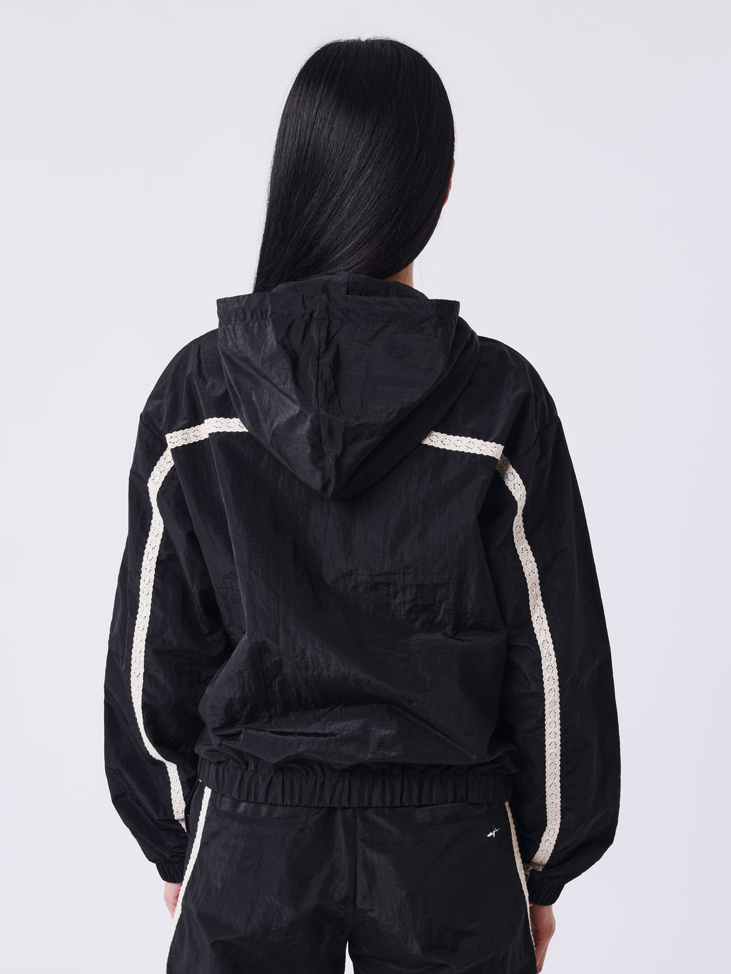 Veste zippée à bandes en crochet Sportly