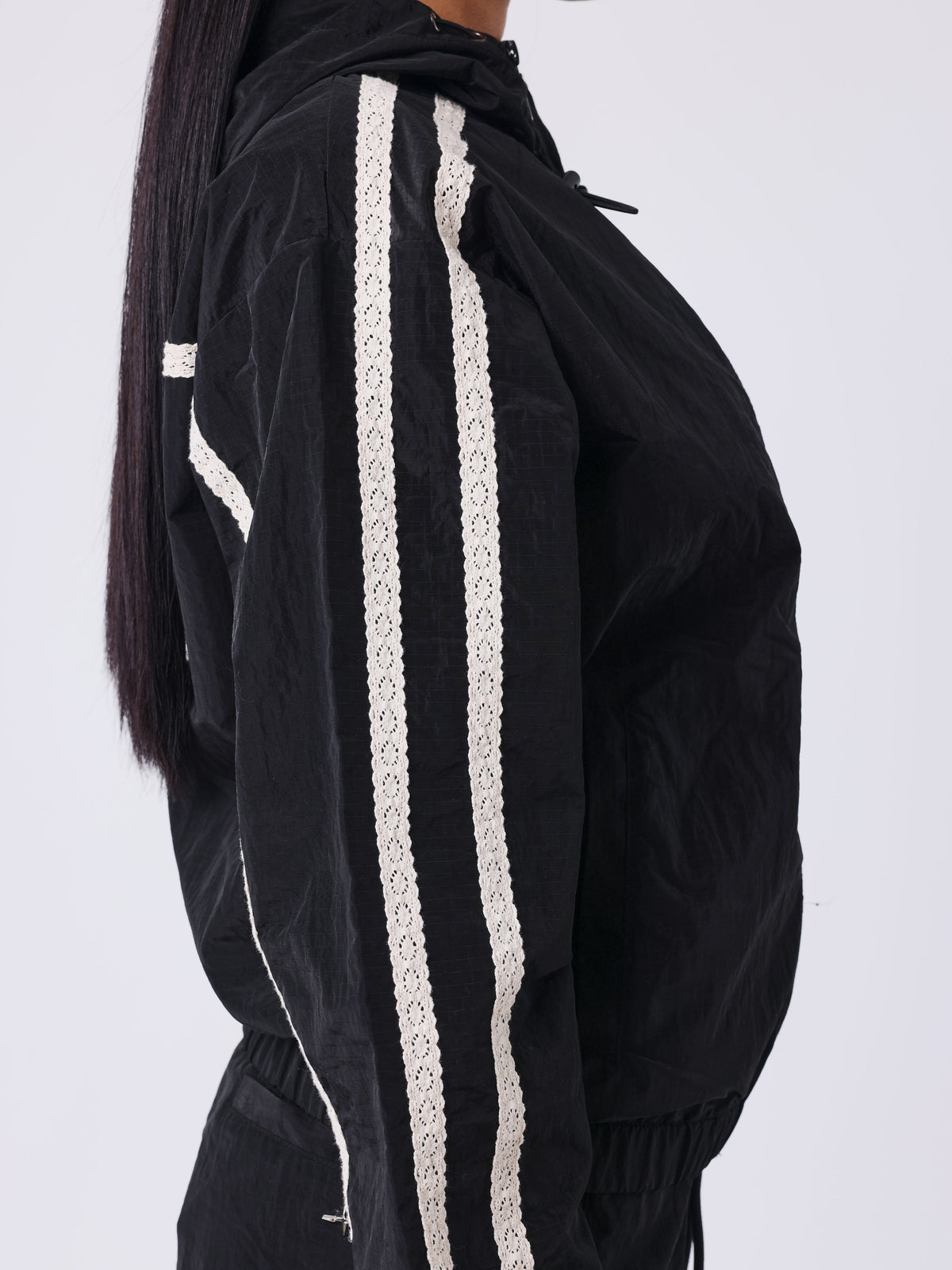 Veste zippée à bandes en crochet Sportly