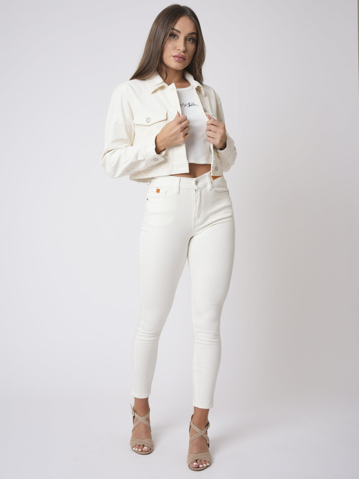 Veste courte style Denim en velours côtelé