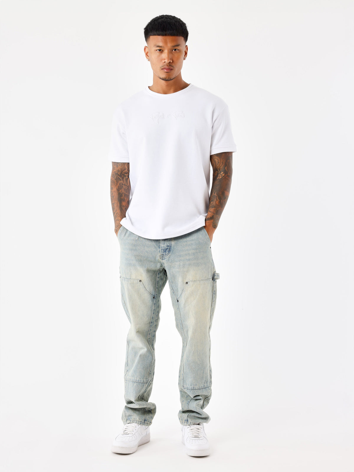 Jeans ample à détails charpentier