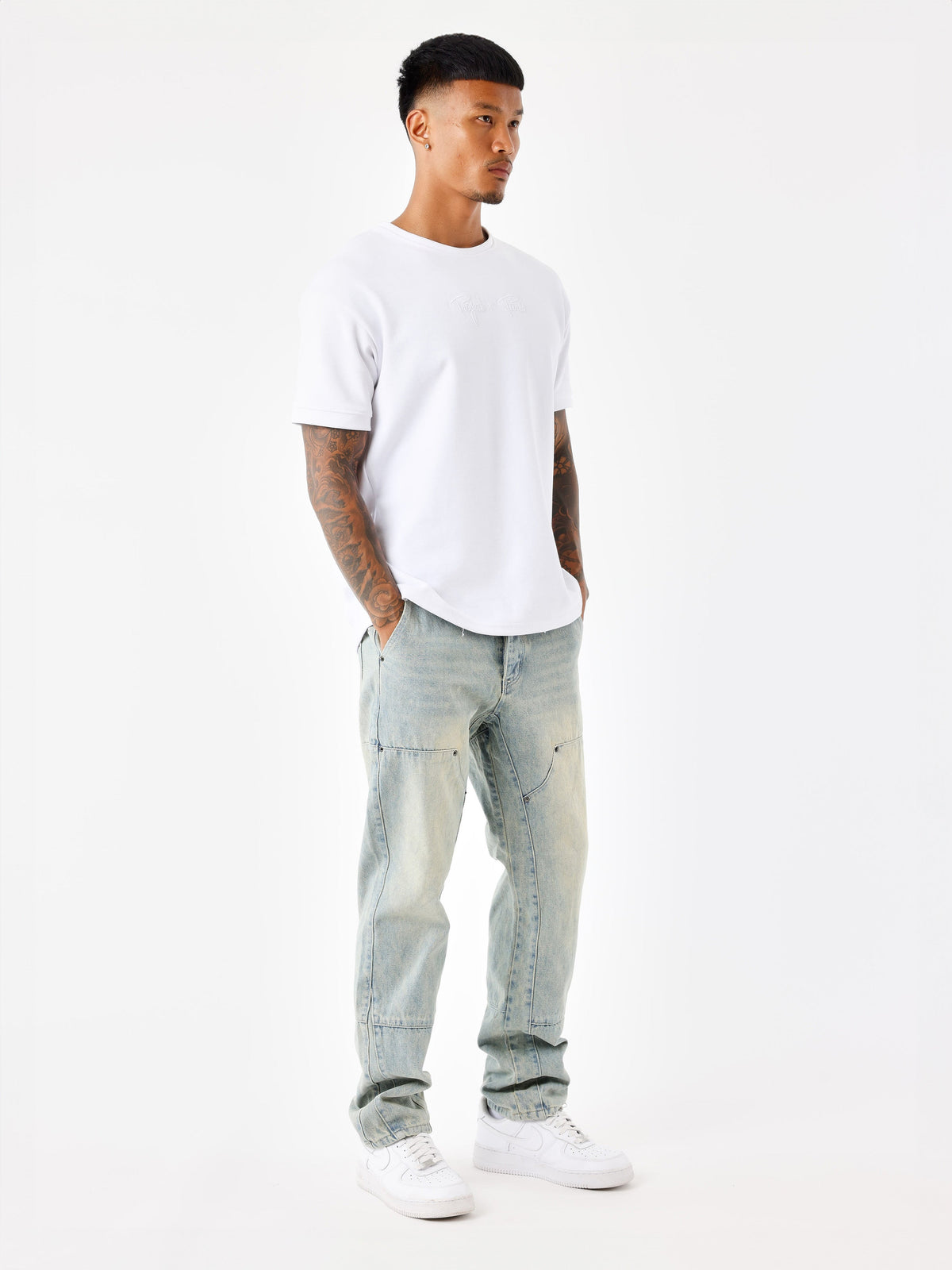 Jeans ample à détails charpentier