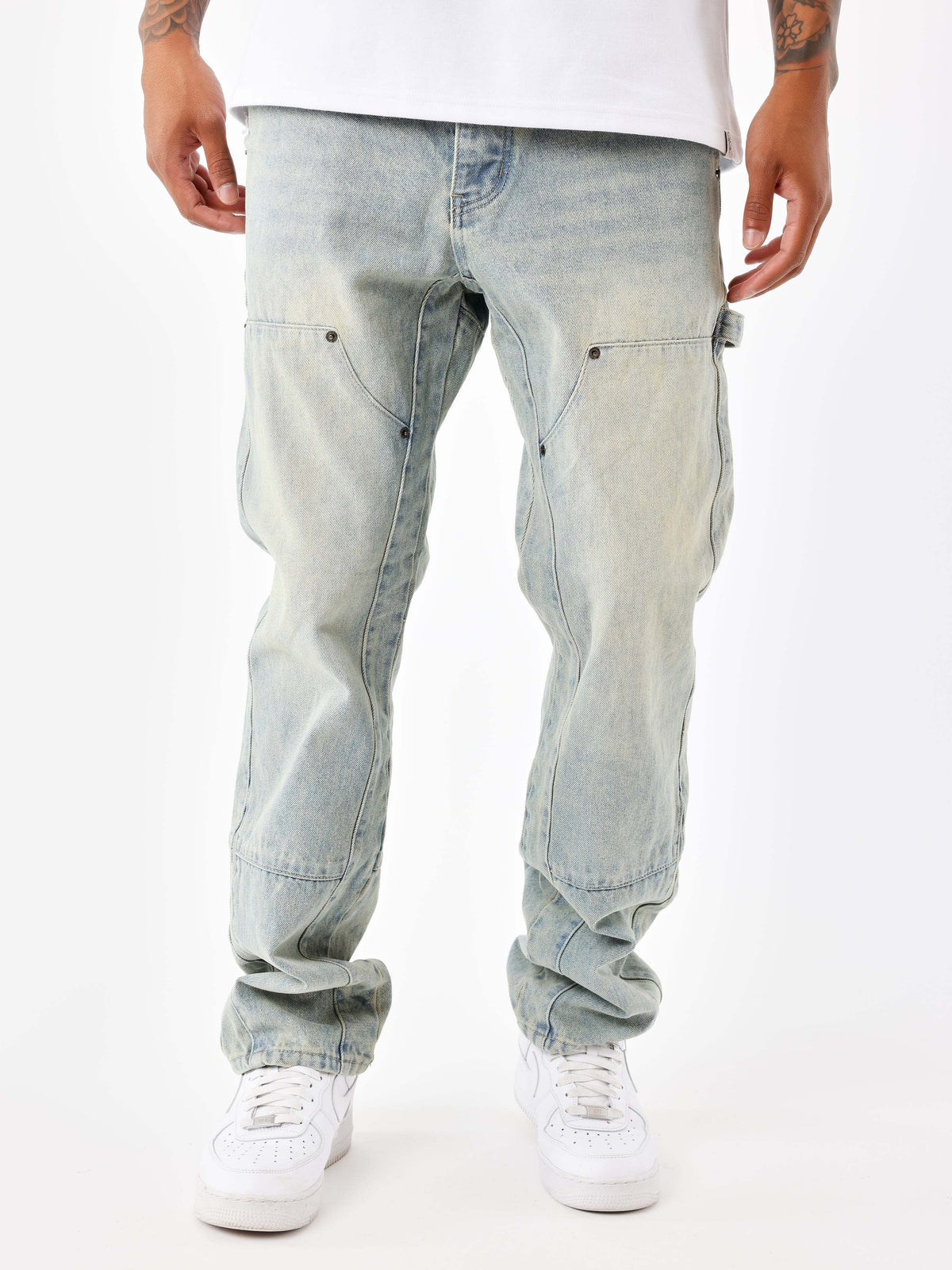 Jeans ample à détails charpentier