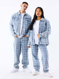 Pantalon en denim à motif géometrique
