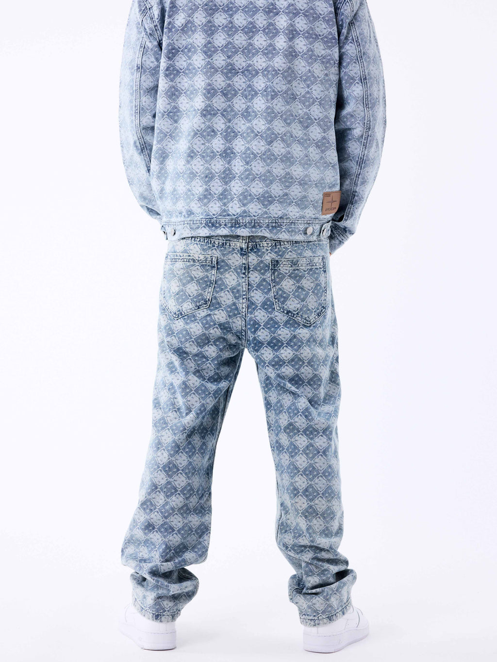 Pantalon en denim à motif géometrique