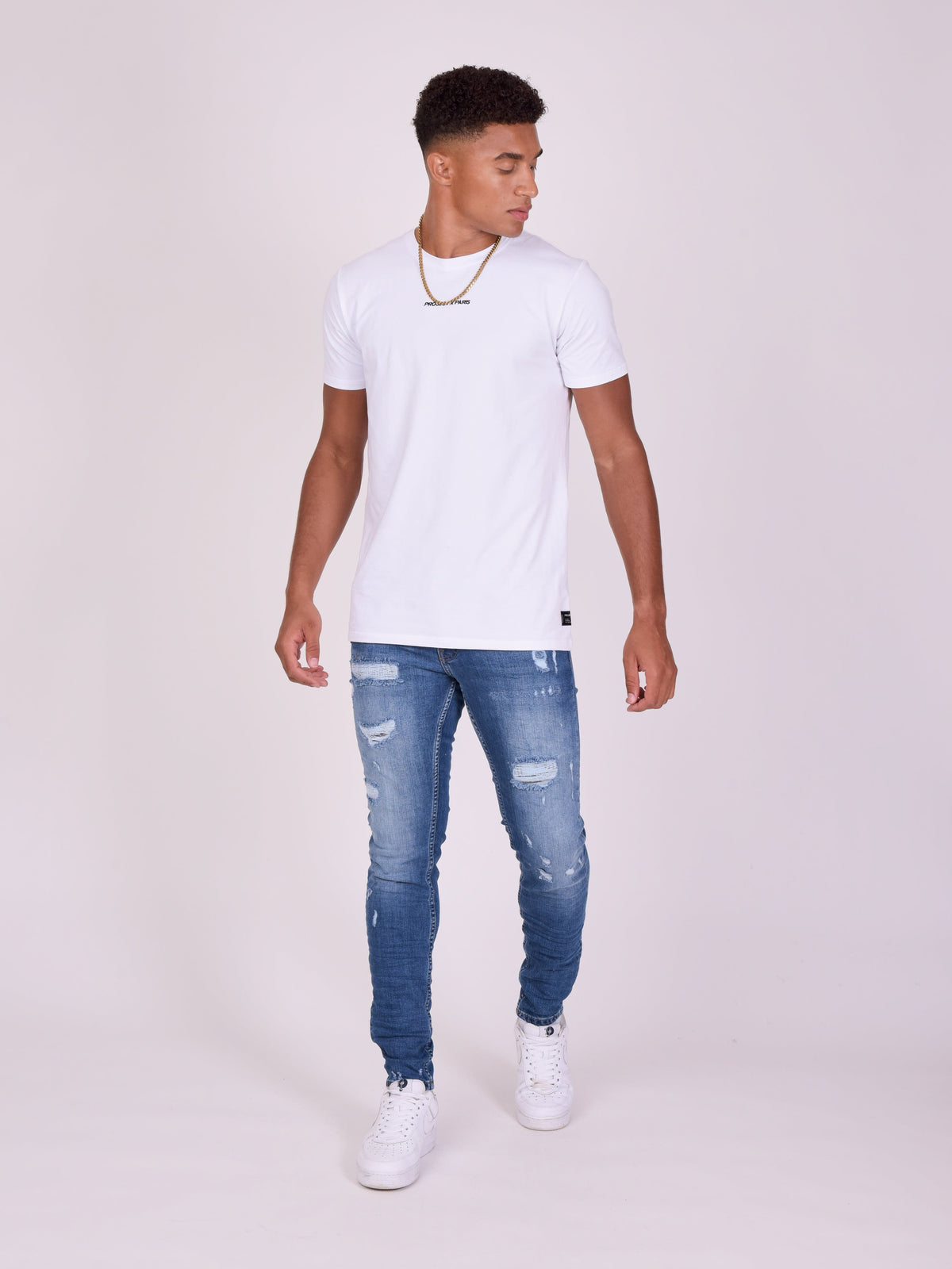 Jean skinny effet usé