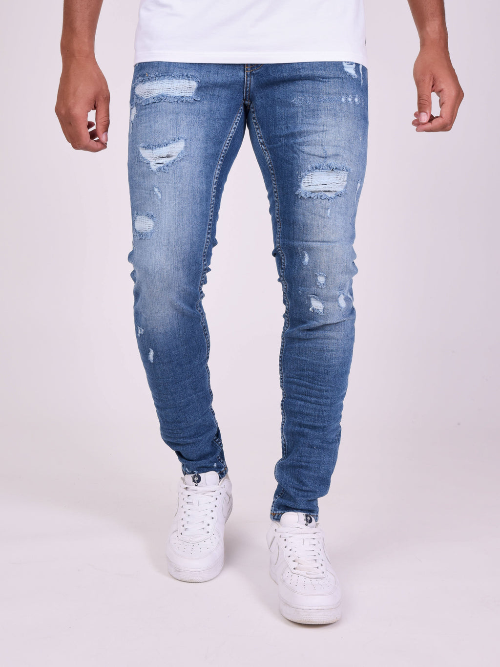 Jean skinny effet usé