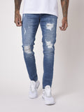 Jean slim basic bleu avec trous