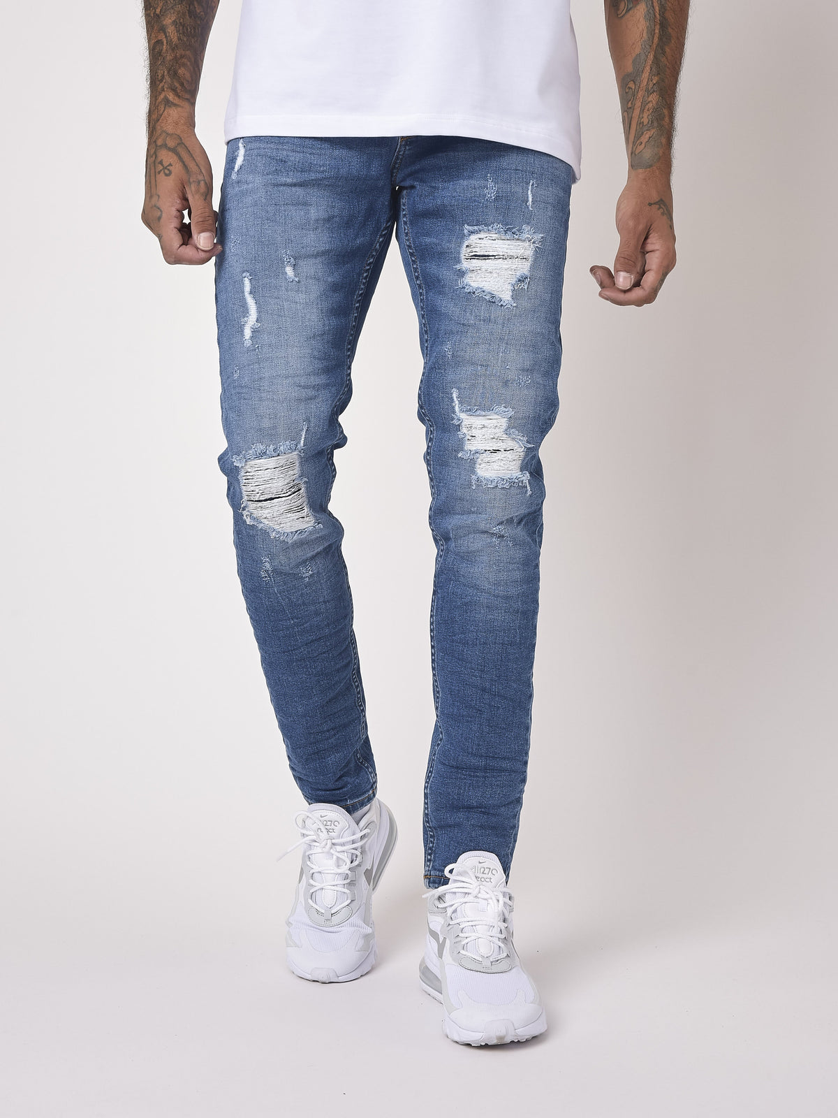 Jean slim basic bleu avec trous