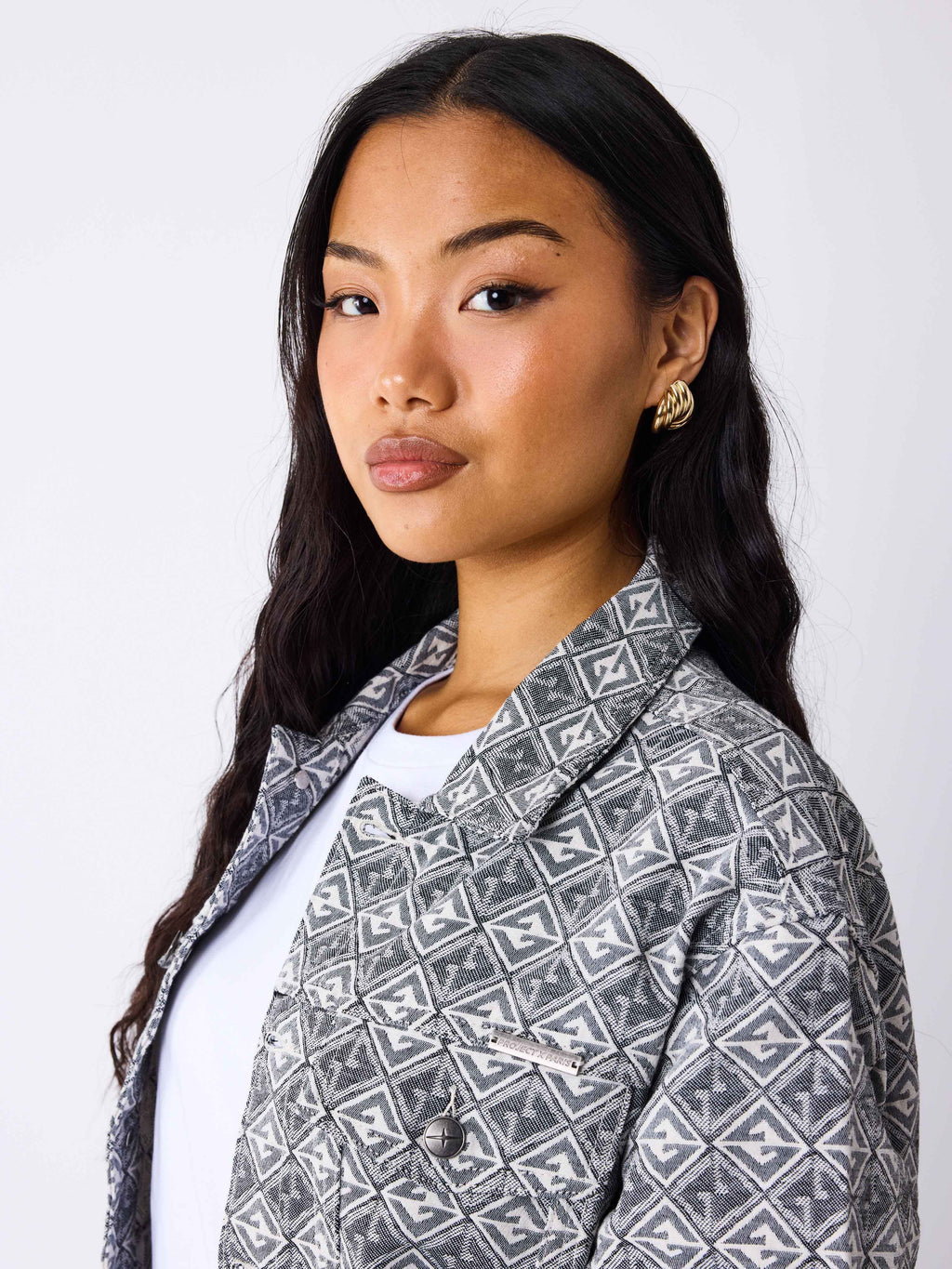 Veste en toile à motif géometrique