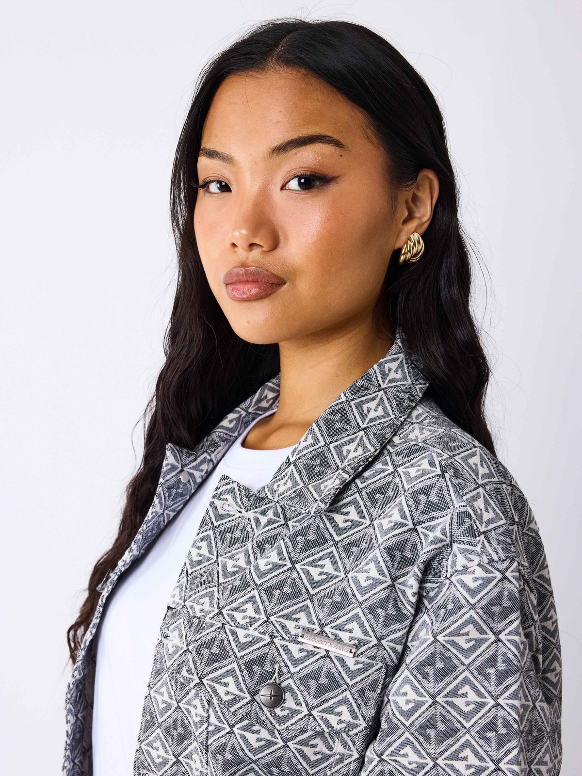 Veste en toile à motif géometrique