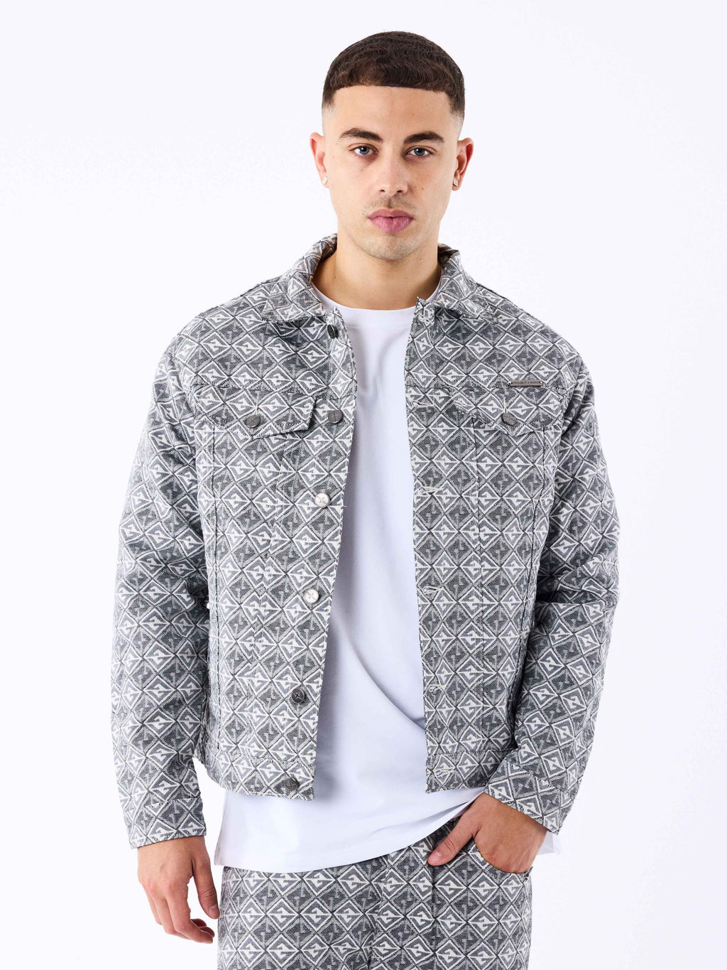 Veste en toile à motif géometrique