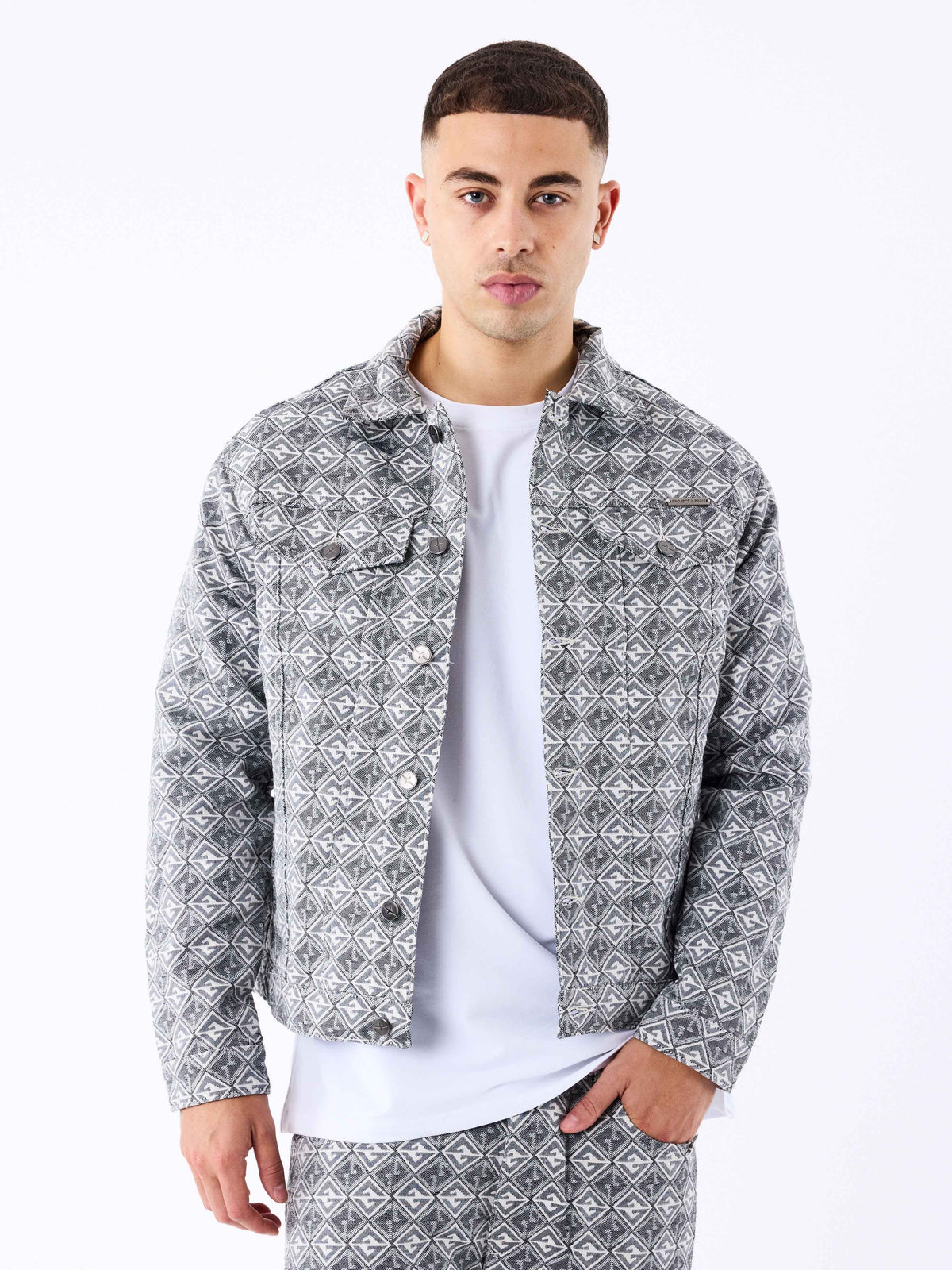 Veste en toile à motif géometrique