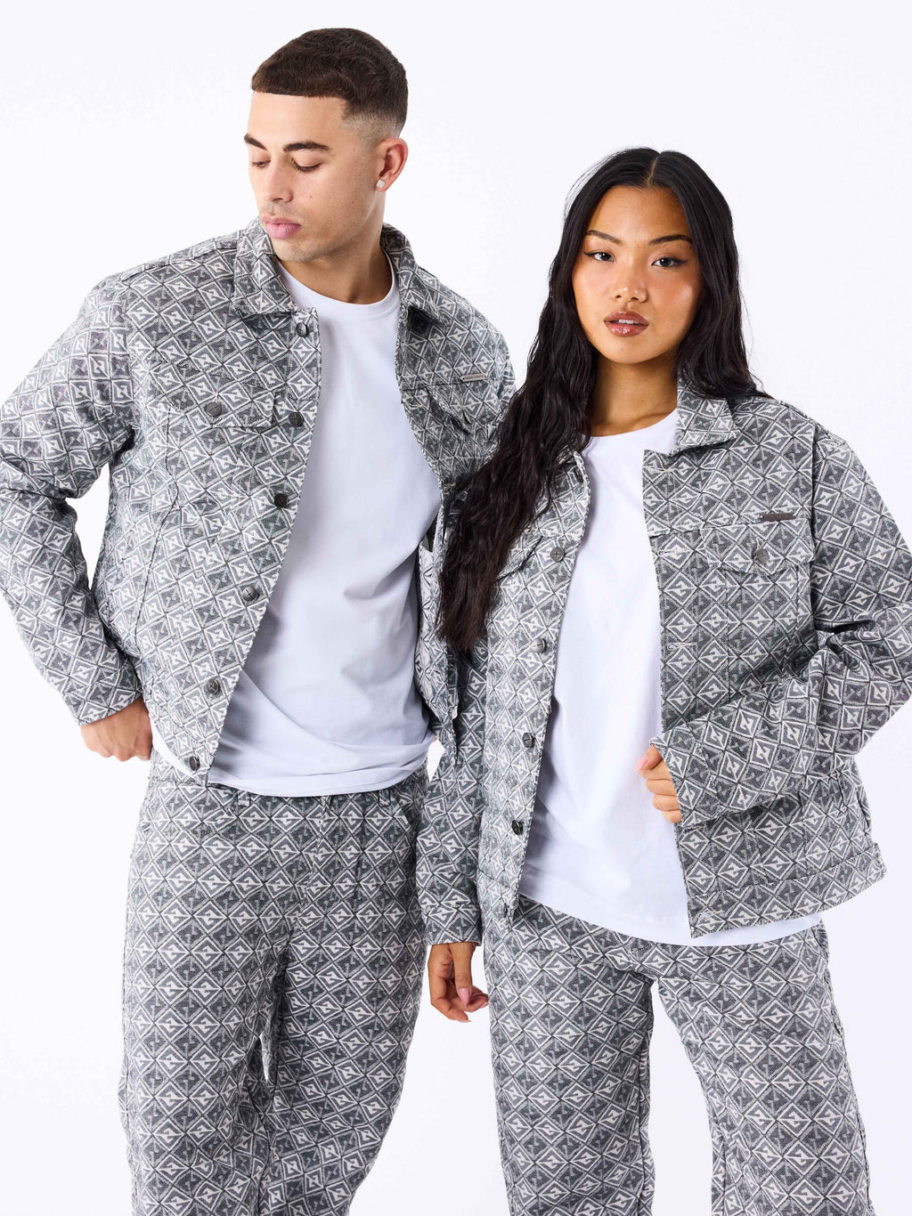 Veste en toile à motif géometrique
