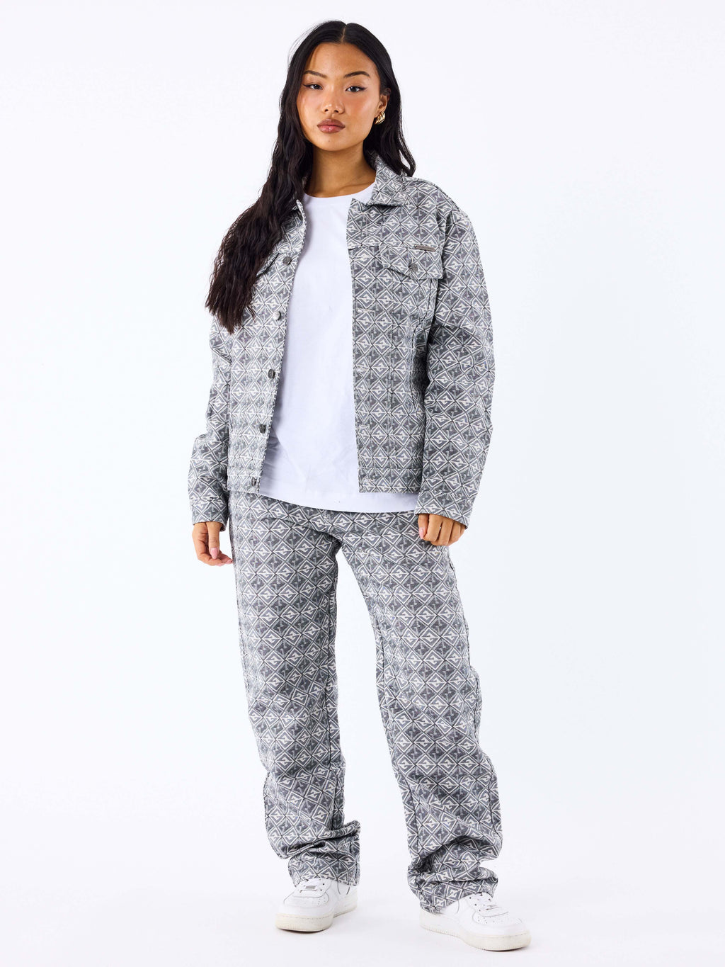 Veste en toile à motif géometrique