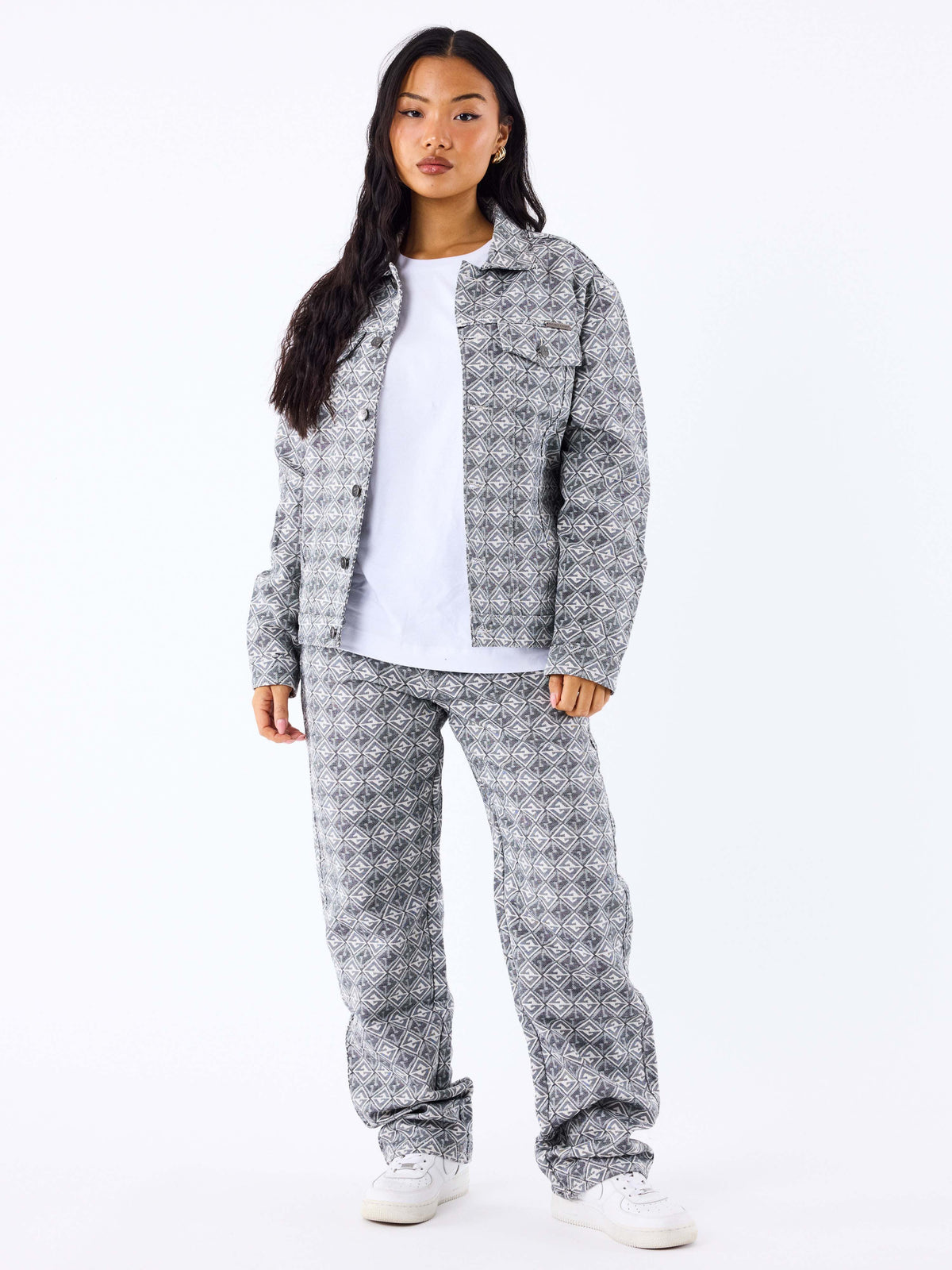 Veste en toile à motif géometrique