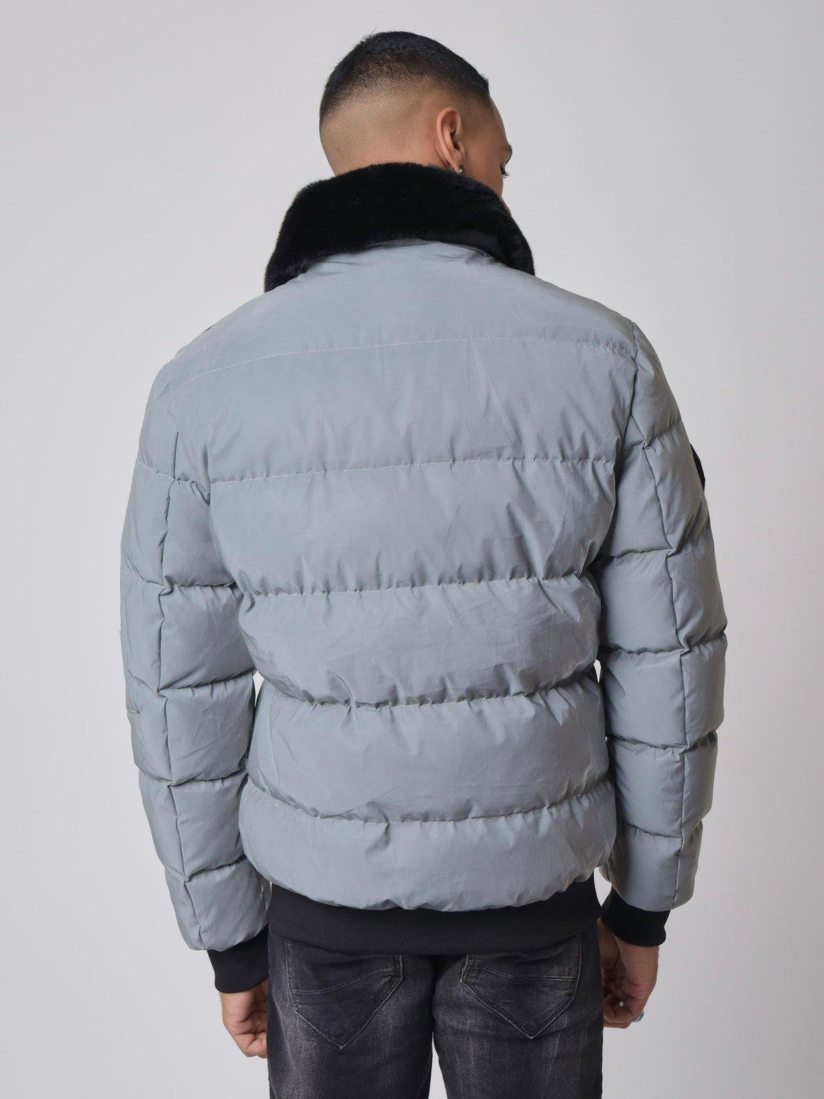 Veste matelassée col aviateur fourrure