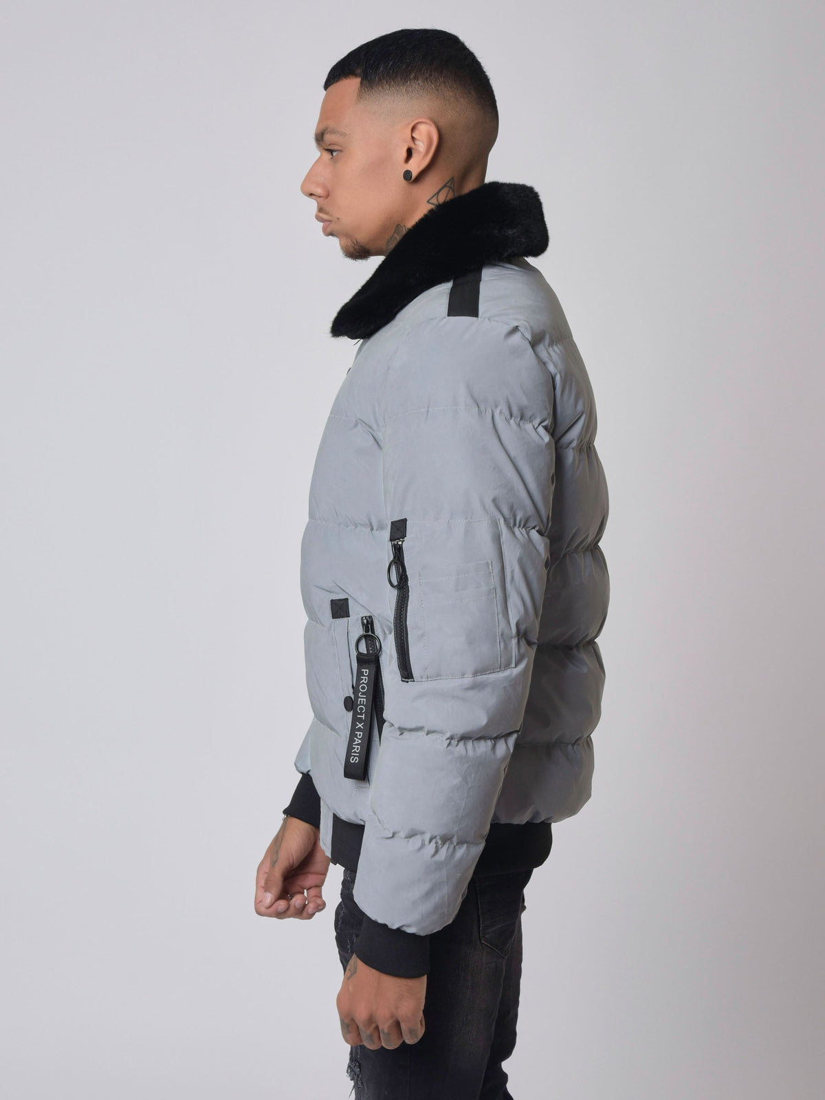 Veste matelassée col aviateur fourrure