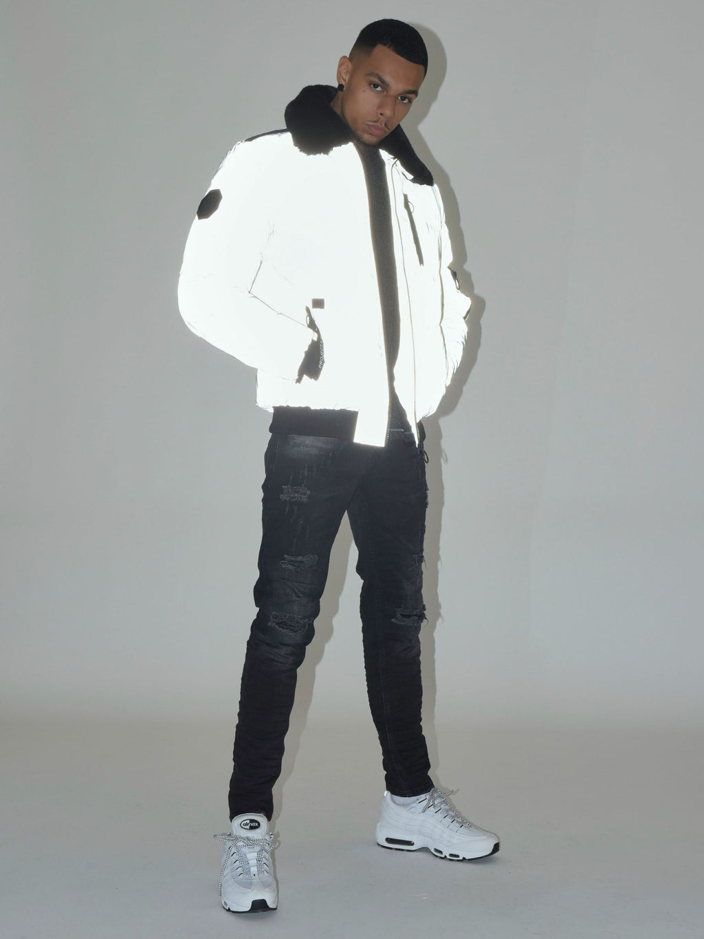 Veste matelassée col aviateur fourrure