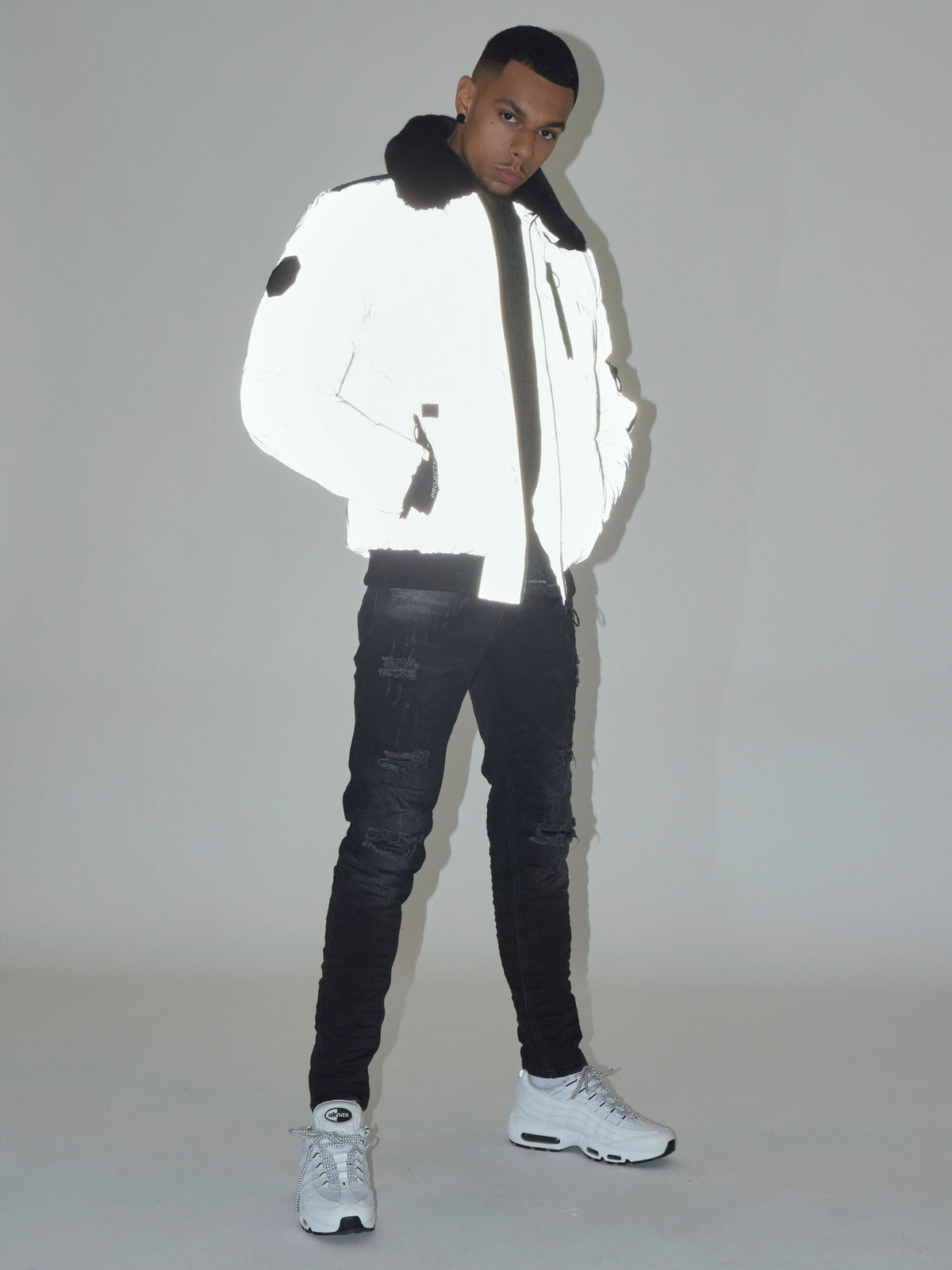 Veste matelassée col aviateur fourrure