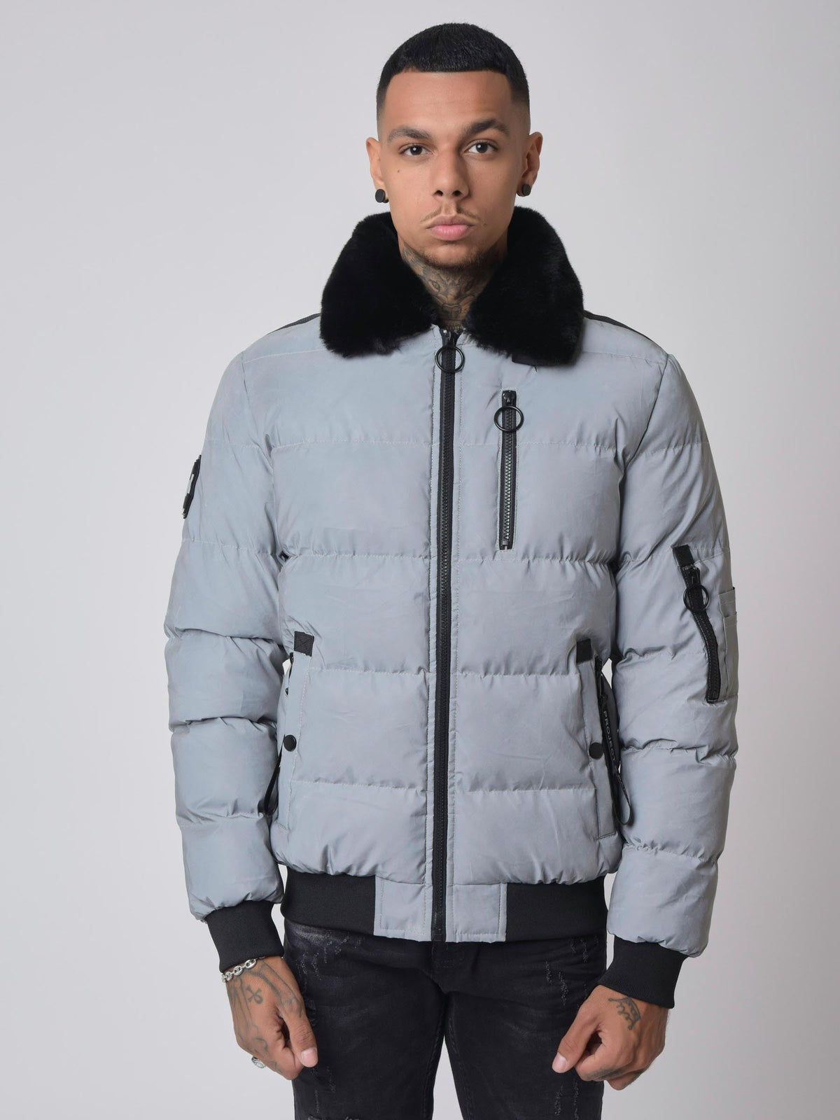 Veste matelassée col aviateur fourrure